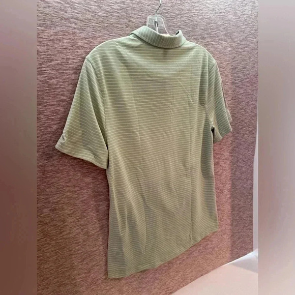 Lululemon Men’s Evolution Short Sleeve Polo Shirt Size Small Stripe Green White - Picture 6 of 7